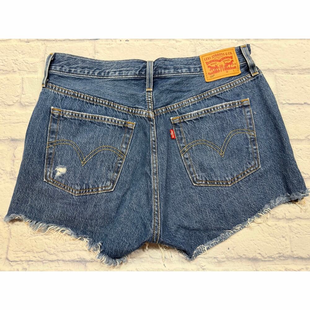Levis 501 Button Fly Distressed Shorts w29 Rips Holes A779